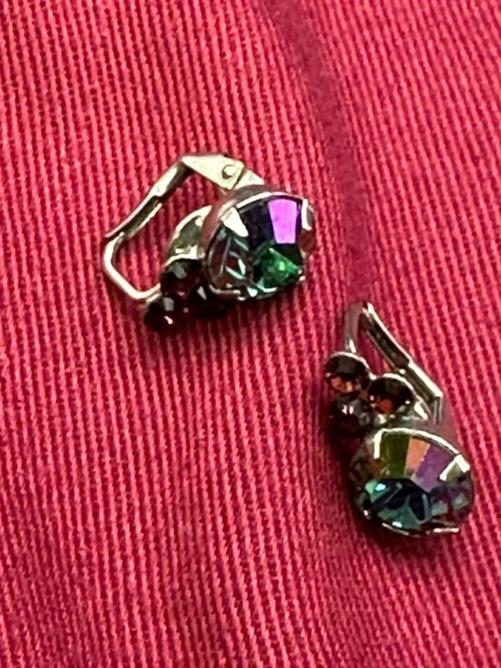 Sorrelli Earrings AB Crystal & Trio of Red Crystals